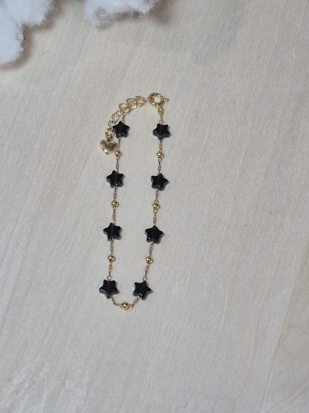 🖤⭐️NEW🖤⭐️ PRETTY!! SS OBSIDIAN Micro PaperClip Nat. Stone Star Bracelet